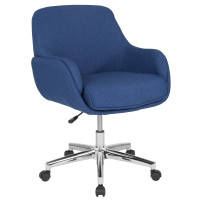 Flash Furniture BT-1172-BLU-F-GG Rochelle Home and Office Upholstered Mid-Back Chair in Blue Fabric 